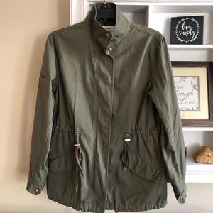 Forever21 zip up utility jacket, army green size S
